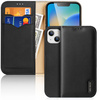 DUX DUCIS HIVO LEATHER FLIP COVER GENUINE LEATHER WALLET FOR CARDS AND DOCUMENTS IPHONE 14 BLACK