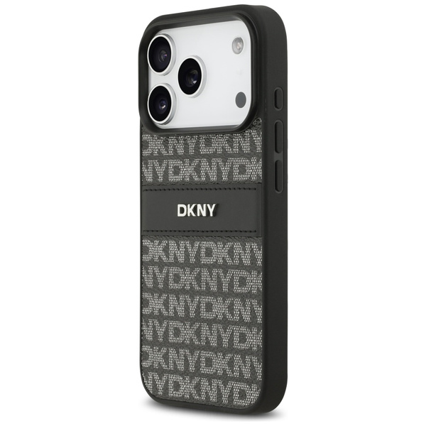 Etui DKNY Repeat Texture Pattern with    Tonal Stripe do iPhone 17 Pro czarny