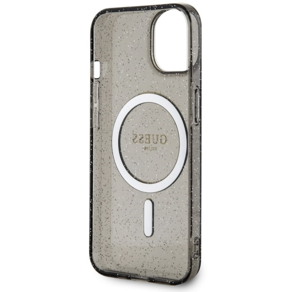 Guess GUHMP14MHCMCGK iPhone 14 Plus/ 15 Plus 6.7" czarny/black hardcase Glitter Gold MagSafe