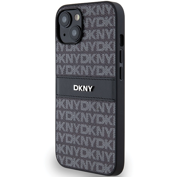 DKNY DKHCP14SPRTHSLK iPhone 14 / 15 / 136.1" czarny/black hardcase Leather Mono Stripe & Metal Logo