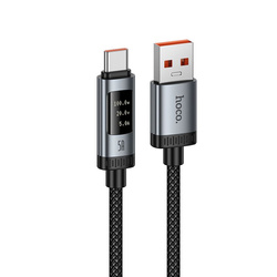 Kabel z wyświetlaczem USB A do USB C Hoco PD 6A 240W 1,2m U148 czarny