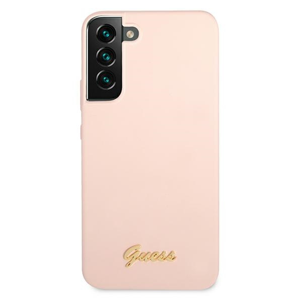 Guess GUHCS22MLSLMGPP S22+ S906różowy/pink hardcase Silicone Script Metal Logo