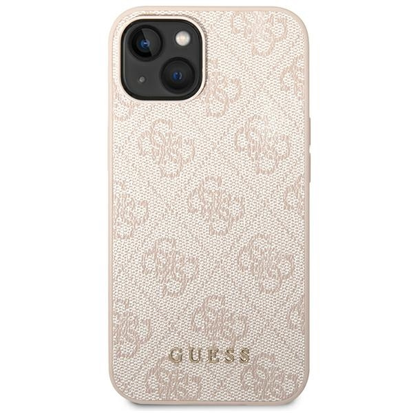 Guess GUHCP14SG4GFPI iPhone 14 / 15 / 136.1" różowy/pink hard case 4G Metal Gold Logo