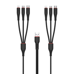 XO NB196 6in1 USB - 2x Lightning + USB -C + MicroUSB 1.2m 3.5A / 2 m 2.5A black