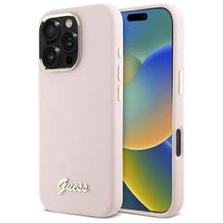 Guess GUHCP16XSMBSLP iPhone 16 Pro Max6.9" różowy/pink hardcase Silicone Script Metal Logo & Frame