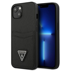 Guess GUHCP13MPSATPK iPhone 13 / 14 / 156.1" czarny/black hardcase SaffianoTriangle Logo Cardslot