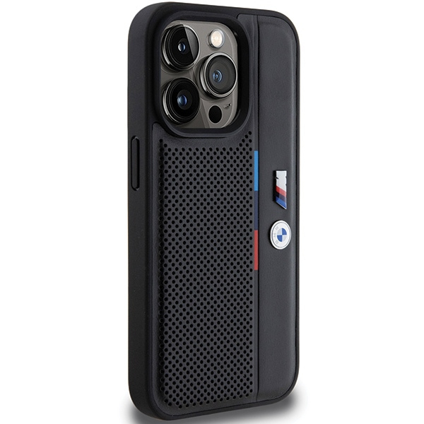 Etui BMW Perforated Tricolor Line na iPhone 15 Pro Max - czarne