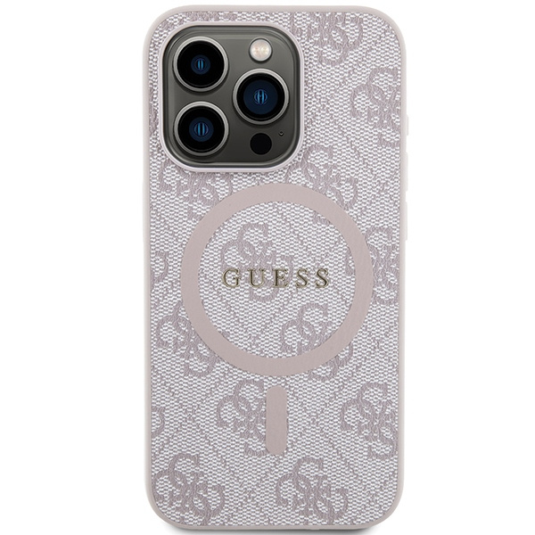 Guess GUHMP14XG4GFRP iPhone 14 Pro Max6.7" różowy/pink hardcase 4G Collection Leather Metal Logo MagSafe