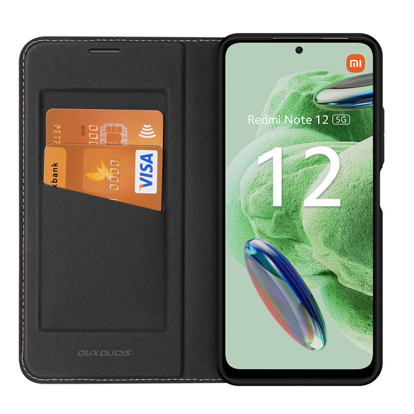 DUX DUCIS SKIN X2 CASE FOR XIAOMI REDMI NOTE 12 5G / POCO X5 5G COVER FLIP WALLET STAND BLACK