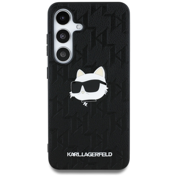 Etui Karl Lagerfeld Leather Monogram Pin  Logo Choupette Head Samsung Galaxy S25 Plus czarny