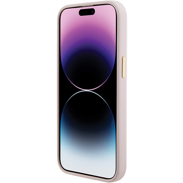 Guess GUHCP15SSMBSLP iPhone 15 / 14 / 13 6.1" różowy/pink hardcase Silicone Script Metal Logo & Frame