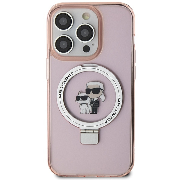 Karl Lagerfeld KLHMP15XHMRSKCP iPhone 15 Pro Max 6.7" pink/pink hardcase Ring Stand Karl&amp;Choupette MagSafe