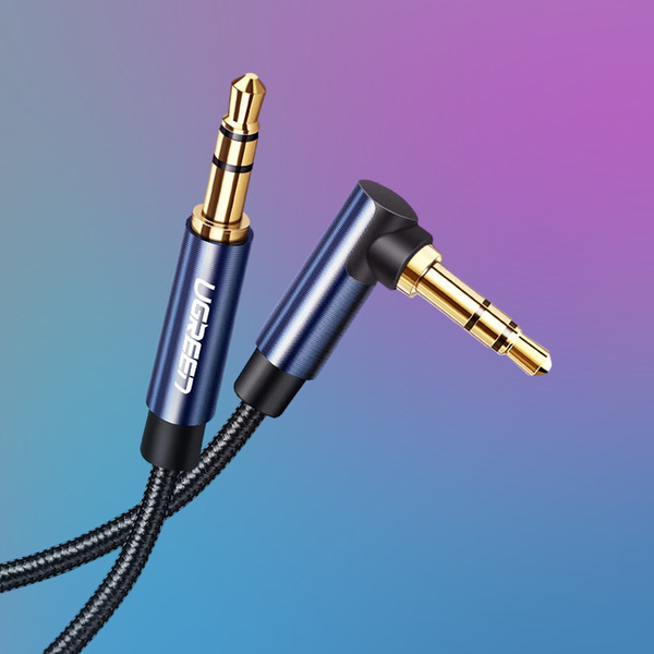 UGREEN ANGLED AUX CABLE 2 X MINI JACK 3.5 MM 1M BLUE (AV112)
