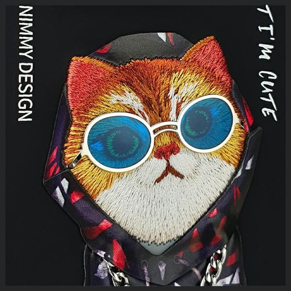 Nimmy etui iPhone 15 Pro 6.1"             czarny/black Glasses Cool Cat
