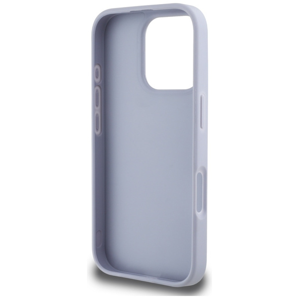 Etui Guess Hot Stamp 4G Pattern Triangle Metal Logo do iPhone 16 Pro fioletowy