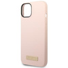 Guess GUHMP14MSBPLP iPhone 14 Plus/ 15 Plus 6.7" różowy/pink hard case Silicone Logo Plate MagSafe