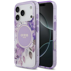 Etui Guess IML Flower & Tonal Circle MagSafe do iPhone 17 Pro fioletowy