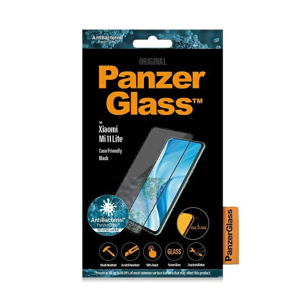 PanzerGlass E2E Regular Xiaomi Mi 11Lite 5G, Case Friendly, Antibacterial czarny/black