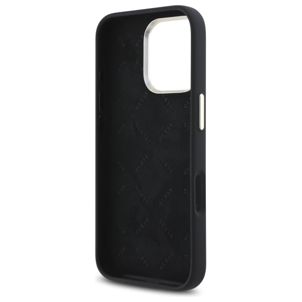 Guess GUHCP16LM4DGPK iPhone 16 Pro 6.3"  czarny/black hardcase Silicone Logo Strass 4G