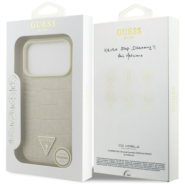 Etui Guess Croco Triangle Logo MagSafe   do iPhone 17 Pro złoty
