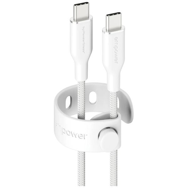 Kabel empower by PanzerGlass Racing 60W USB-C do USB-C 2m srebrno-biały