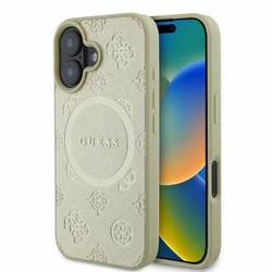 Guess GUHMP16SPSAPSMED iPhone 16 6.1" złoty/gold hardcase Saffiano Peony Classic Logo MagSafe
