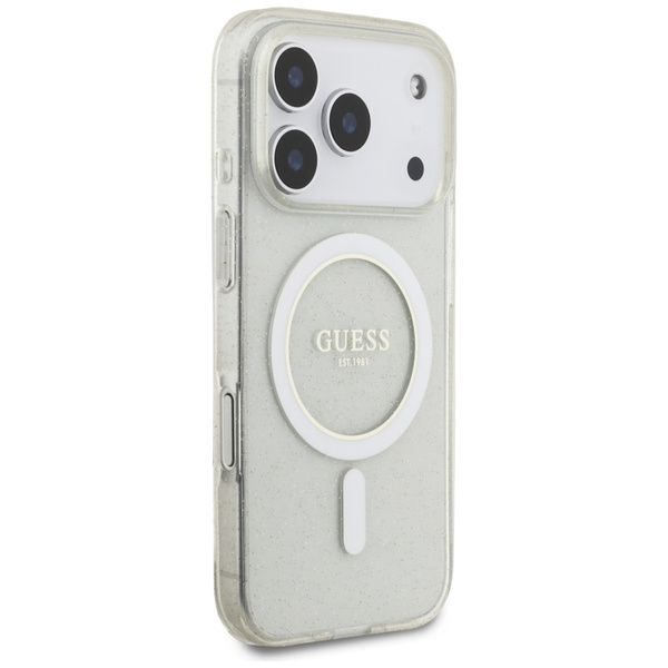 Etui Guess IML Glitter Pearl Strap       MagSafe do iPhone 17 Pro przezroczysty