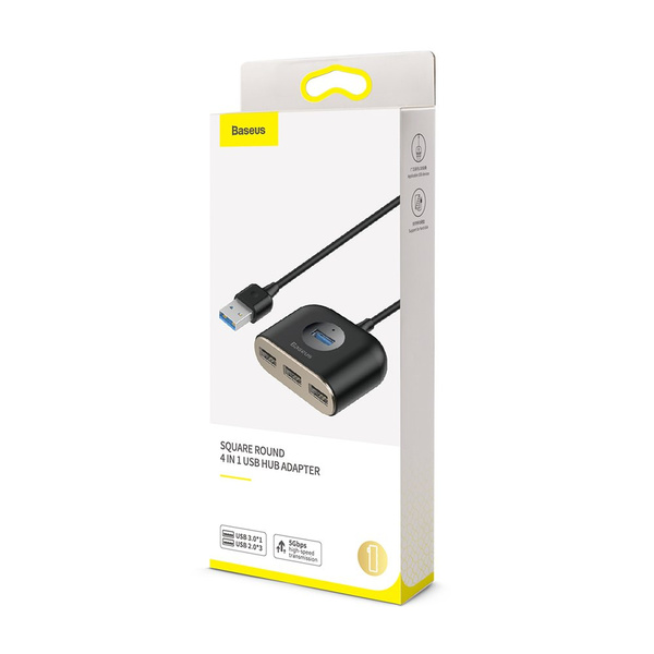 Baseus adapter HUB Square USB 3.0 do 4x USB czarny