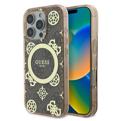 Guess GUHMP16LH4PYEEW iPhone 16 Pro6.3" brązowy/brown hardcase IML Peony On 4G Background MagSafe
