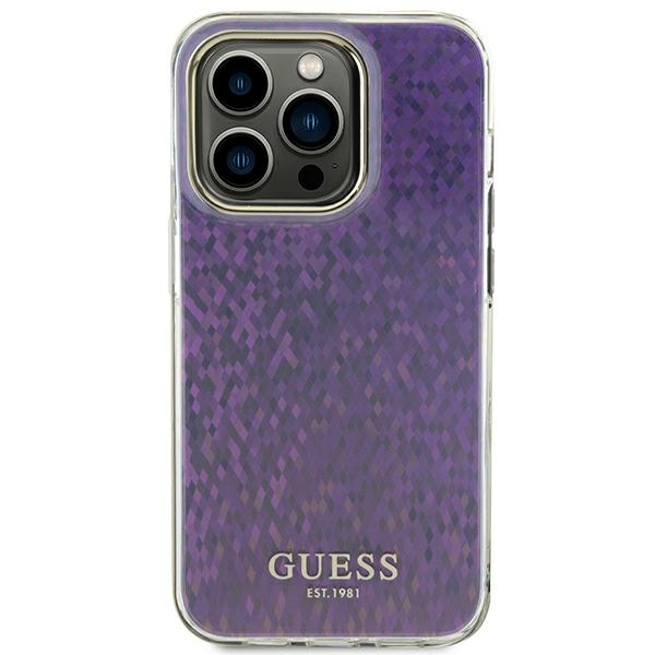 Guess GUHCP15LHDECMP iPhone 15 Pro 6.1" różowy/pink hardcase IML Faceted Mirror Disco Iridescent