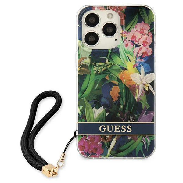 Guess GUHCP13XHFLSB iPhone 13 Pro Max6,7" niebieski/blue hardcase Flower Strap