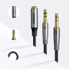 Ugreen kabel rozdzielacz AUX 3,5 mm mini jack (żeński) - 2x 3,5 mm mini jack (męski - mikrofon i słuchawki) srebrny (AV193 50255)