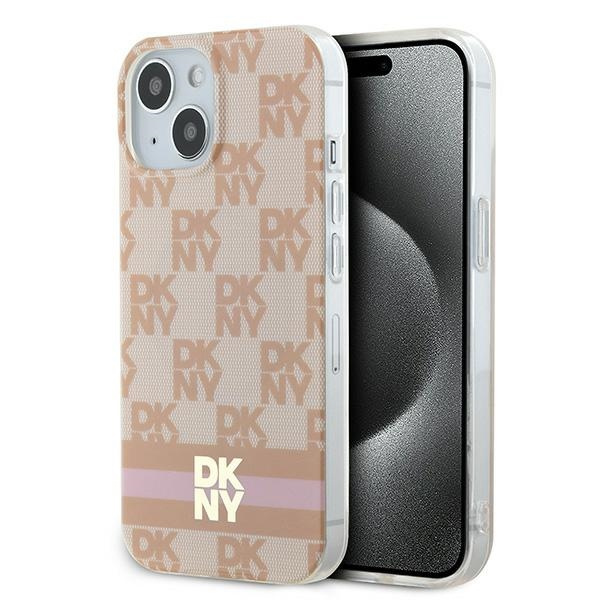 DKNY DKHMP15SHCPTSP iPhone 15 / 14 / 136.1" różowy/pink hardcase IML Checkered Mono Pattern & Printed Stripes MagSafe