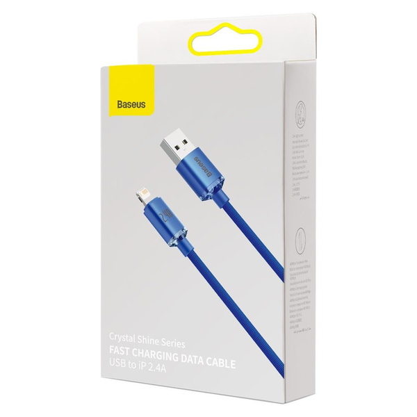 Baseus Crystal Shine Series kabel przewód USB do szybkiego ładowania i transferu danych USB Typ A - Lightning 2,4A 2m niebieski (CAJY000103)