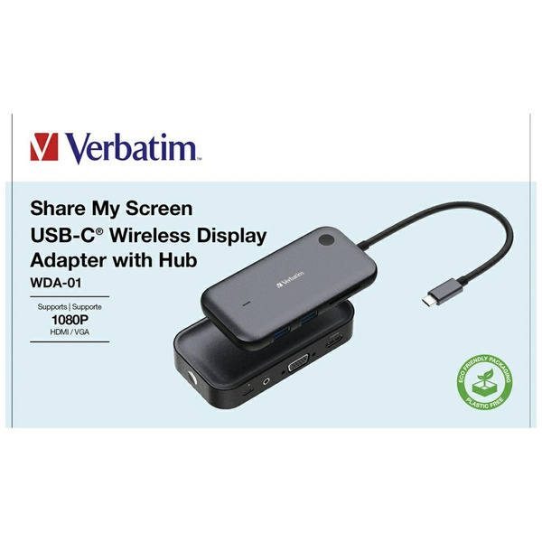 Verbatim Bezprzewodowy transmiter obrazu1080p Share My Screen czarny/black 32146