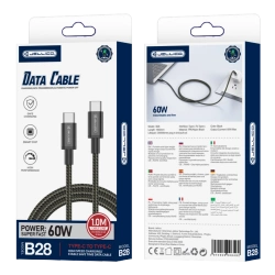 JELLICO kabel B28 USB-C - USB-C PD 60W 1M Czarny