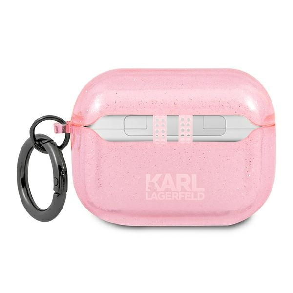 KARL LAGERFELD KLAPUKHGP AIRPODS PRO COVER RÓŻOWY/PINK GLITTER KARL`S HEAD