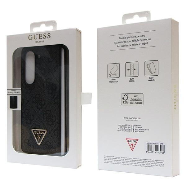 GUESS GUHCZFD5P4TDPK F946 Z FOLD5 CZARNY/BLACK HARDCASE LEATHER 4G DIAMOND TRIANGLE