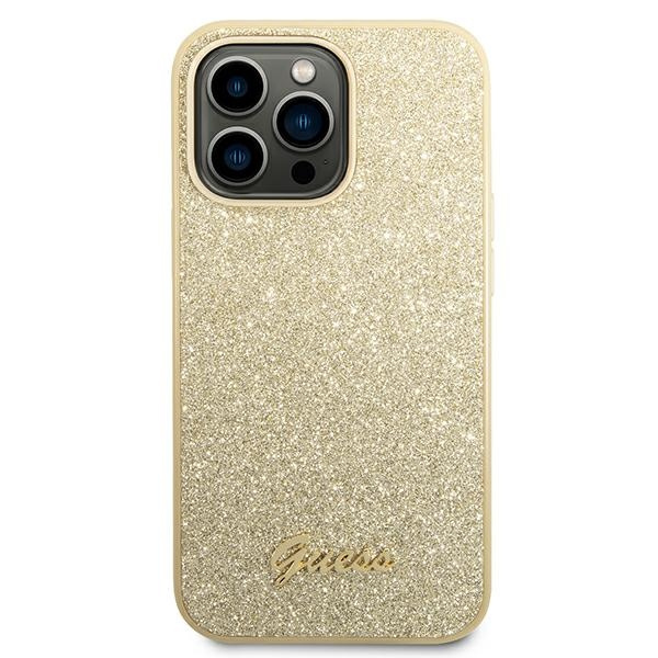 Guess GUHCP14LHGGSHD iPhone 14 Pro6,1" złoty/gold hard case Glitter Script
