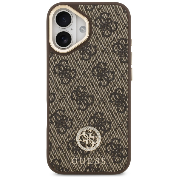 Etui Guess 4G Strass Logo & Big Strap    Metal Buttons MagSafe do iPhone 17 brązowy
