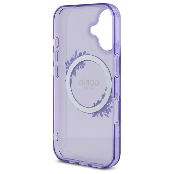 Guess GUHMP16SHFWFCU iPhone 166.1" fioletowy/purple hardcase IML Flowers Wreath MagSafe