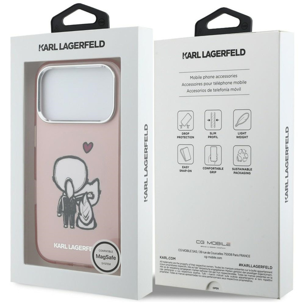 Etui Karl Lagerfeld Karl & Choupette     Back MagSafe do iPhone 17 Pro Max różowy