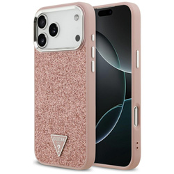 Etui Guess Glitter Triangle Logo MagSafe do iPhone 17 Pro Max różowy