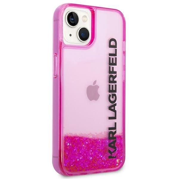 Etui Karl Lagerfeld Liquid Glitter Elong na iPhone 14 6,1" - różowe