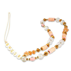 Guess zawieszka GUSTBOHP Phone Strap brązowo-różowy/brown-pink Beads Bohemia