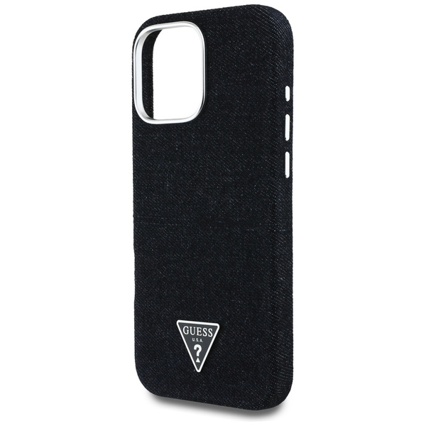 Etui Guess Denim Triangle Logo MagSafe   do iPhone 16 Pro Max czarny