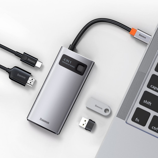 Baseus Metal Gleam 4in1 multifunctional HUB USB Type C - USB Type C Power Delivery 100 W / HDMI 4K 30 Hz / 1x USB 3.2 Gen 1 / 1x USB 2.0 (CAHUB-CY0G)