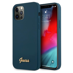 GUESS GUHCP12LLSLMGBL IPHONE 12 PRO MAX 6,7" NIEBIESKI/BLUE HARDCASE METAL LOGO SCRIPT