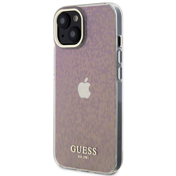 Guess GUHCP15SHDECMP iPhone 15 / 14 / 13 6.1" różowy/pink hardcase IML Faceted Mirror Disco Iridescent