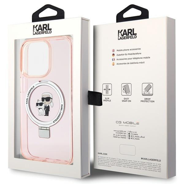 Karl Lagerfeld KLHMP15LHMRSKCP iPhone 15 Pro 6.1" pink/pink hardcase Ring Stand Karl&amp;Choupette MagSafe